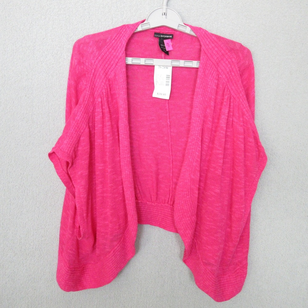 Lane Bryant Open Front Cardigan Sweater Pink Linen Cotton Blend Size 26/28W